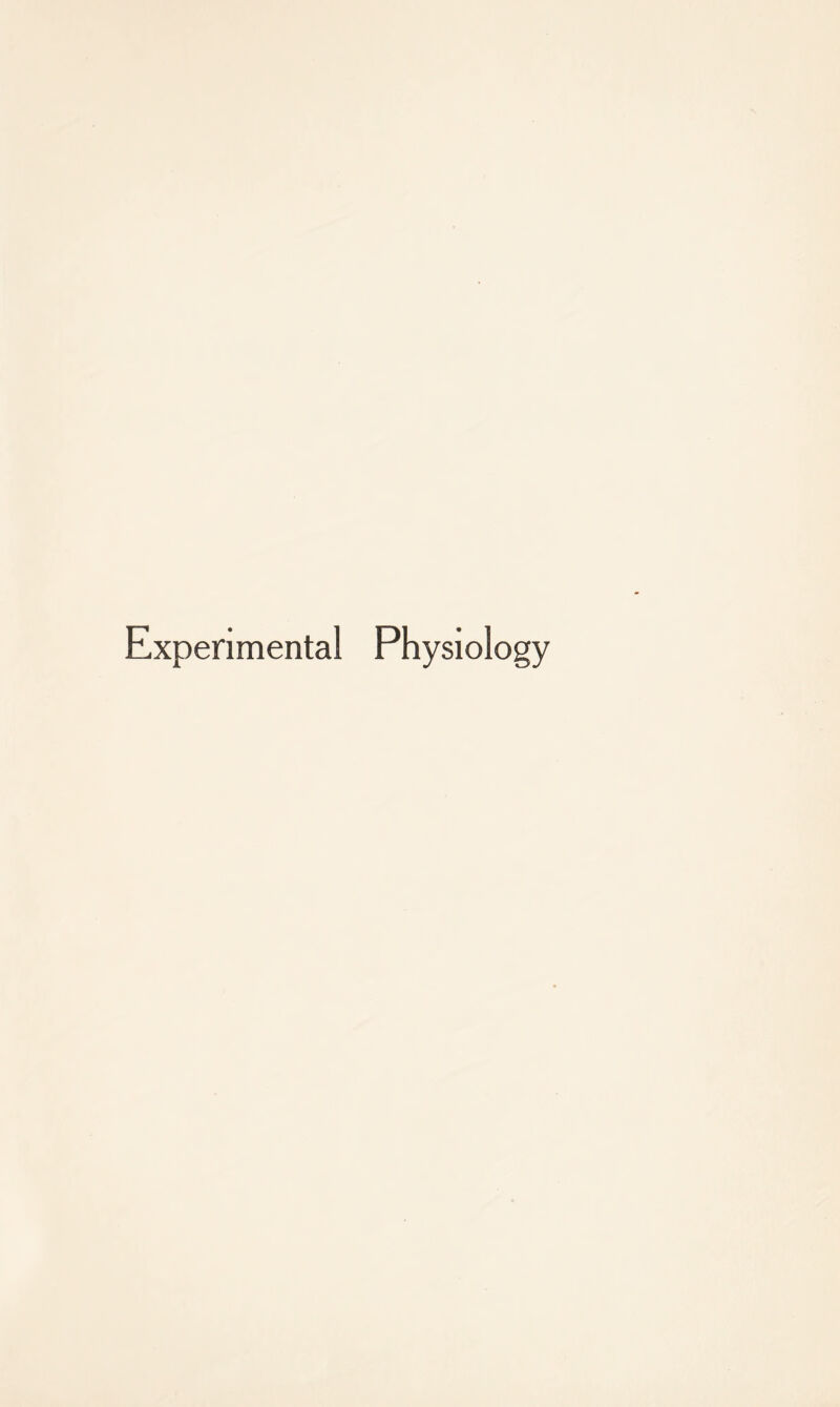 Experimental Physiology