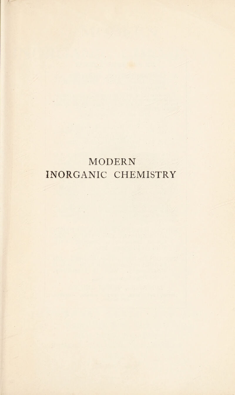 MODERN INORGANIC CHEMISTRY