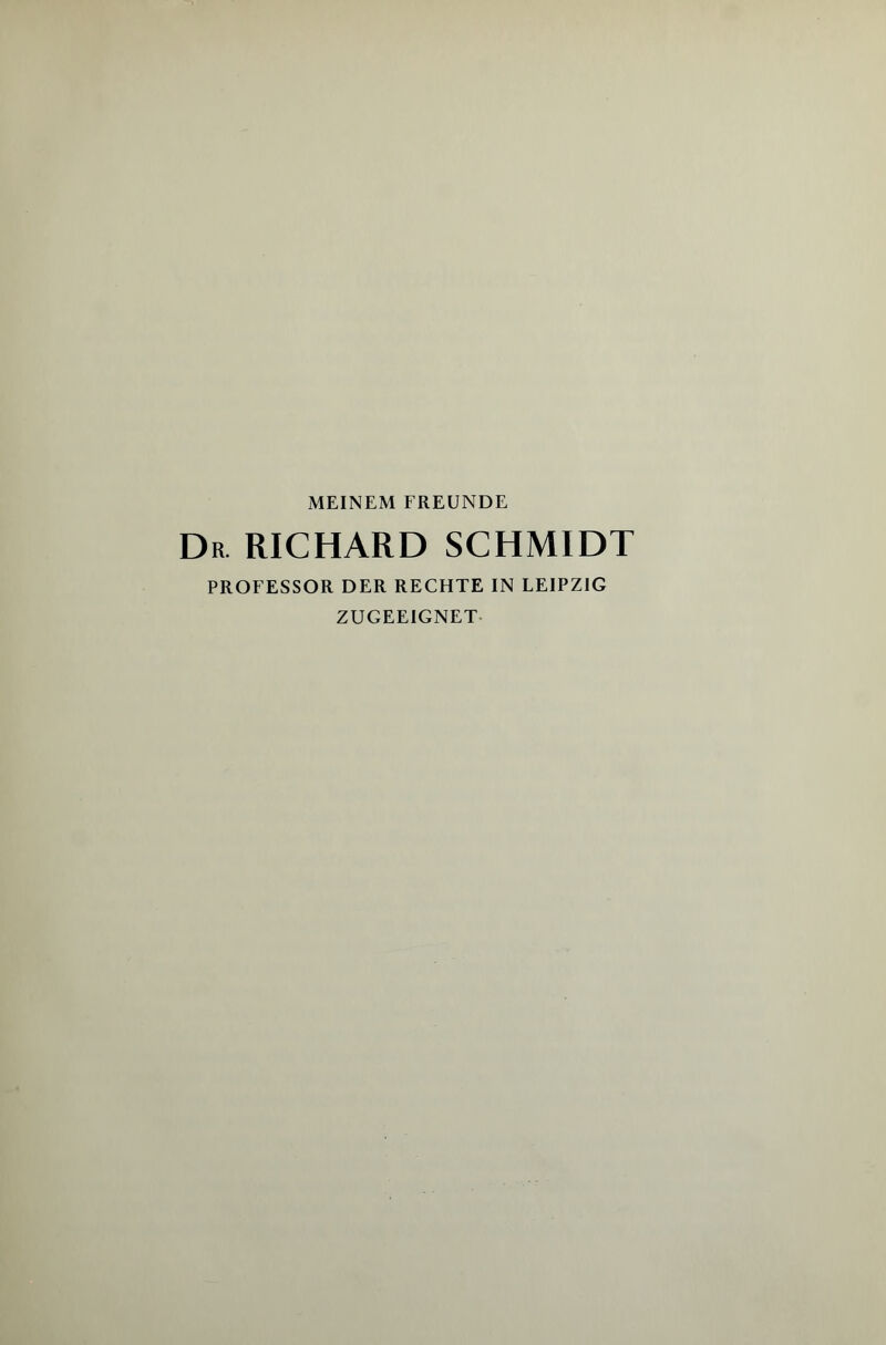 MEINEM FREUNDE Dr RICHARD SCHMIDT PROFESSOR DER RECHTE IN LEIPZIG ZUGEEIGNET