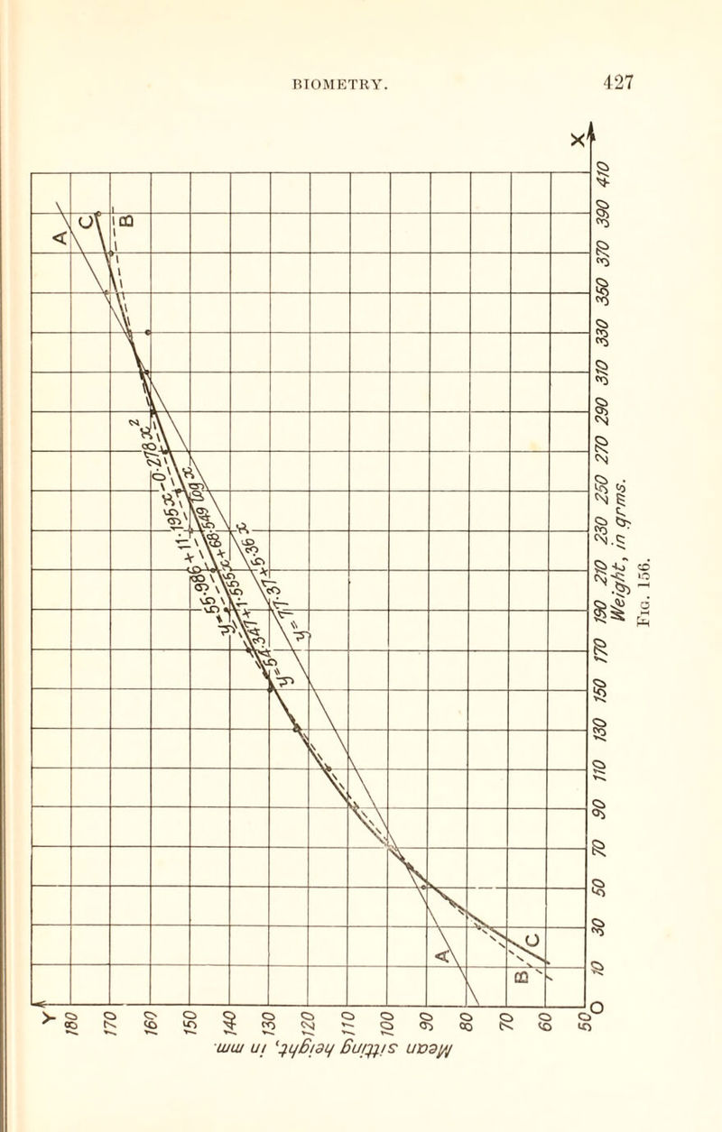 x| ISO 210 230 250 270 290 310 330 350 370 390 410 Weight, in grms. Fig. 156.