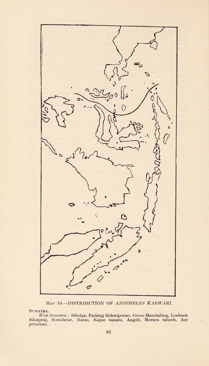 Sumatra. West Sumatra : Sibolga, Padang Sidempoean, Gross-Mandating, Loeboek Sikaping, Soendatar, Naras, Kajoe tanam, Angoli, Moeara laboeh, Aer prioekan.