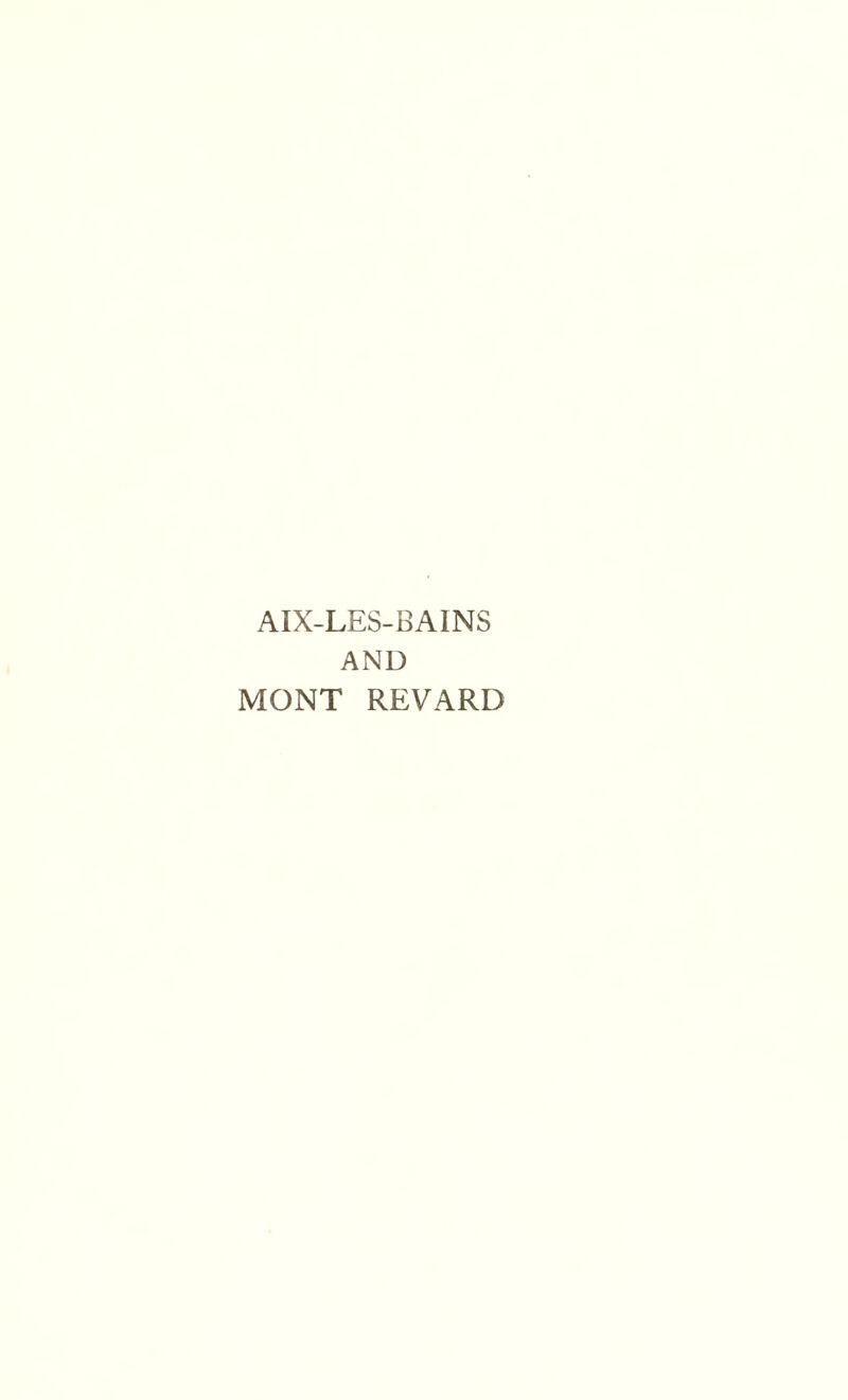 AIX-LES-BAINS AND MONT REVARD