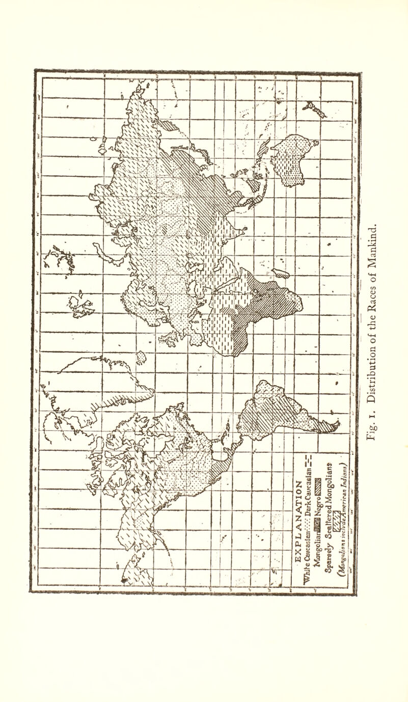 Fig. i. Distribution of the Races of Mankind.