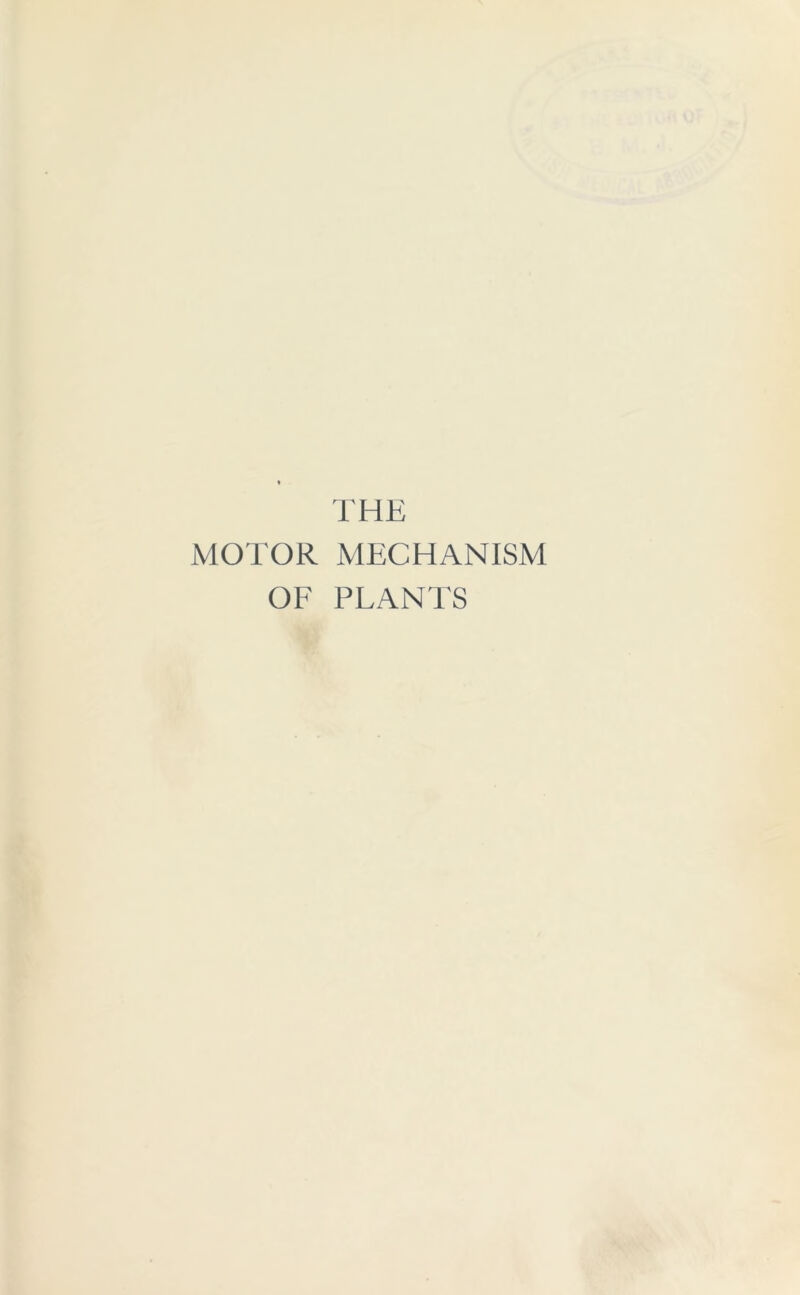 THE MOTOR MECHANISM OF PLANTS