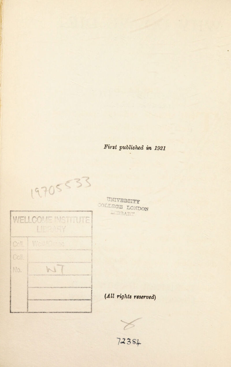 i First published in 1921 WEG-3 LOJSTDON (All rights reserved) 7-2 3 Sf