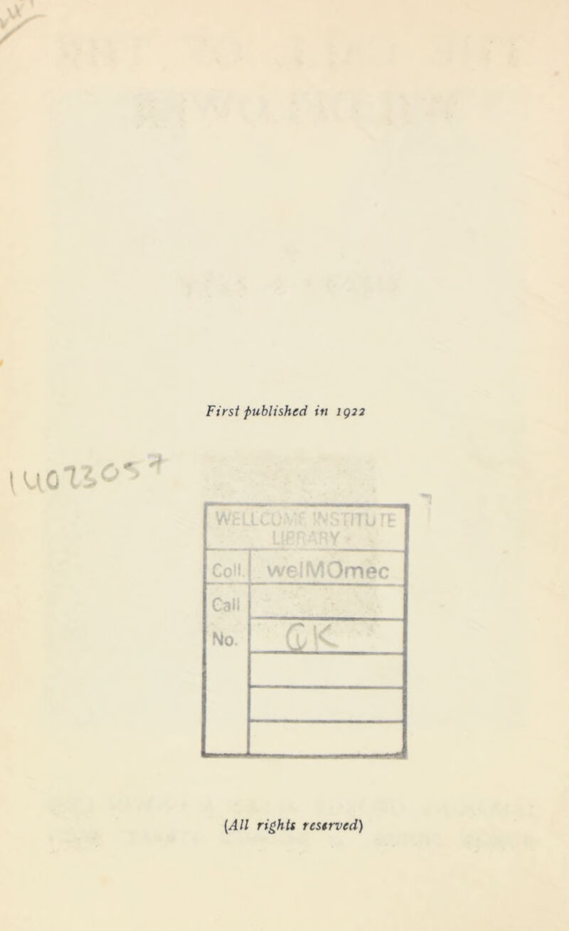 First published in igi2 IUO XIO*'* Gall No. welM Omec (All rights reserved)