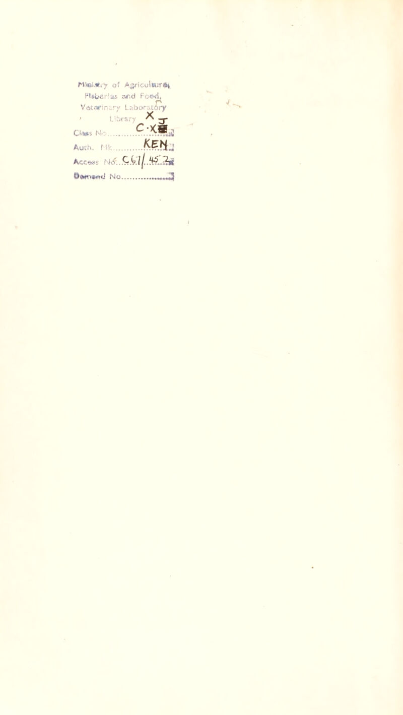 MtaMry of Agriculture HtoUer'iii ar.d focxS, n V at or • n ;..vy L a b o r ;U 6 rf Xx C KB. ♦A ^3 Oats Nv.... Auth. Mk.. Accttas h> h.l j. .1^. No.