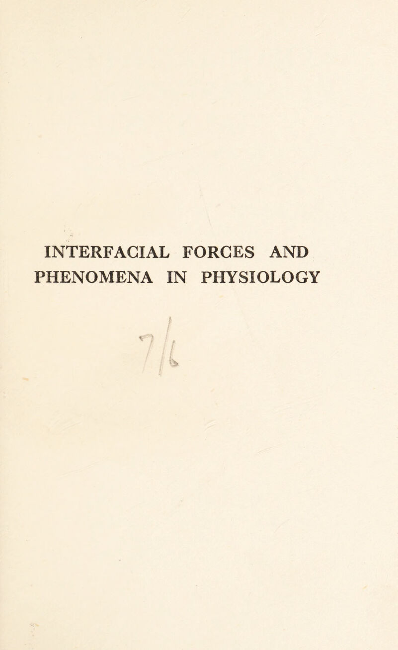 INTERFACIAL FORCES AND PHENOMENA IN PHYSIOLOGY