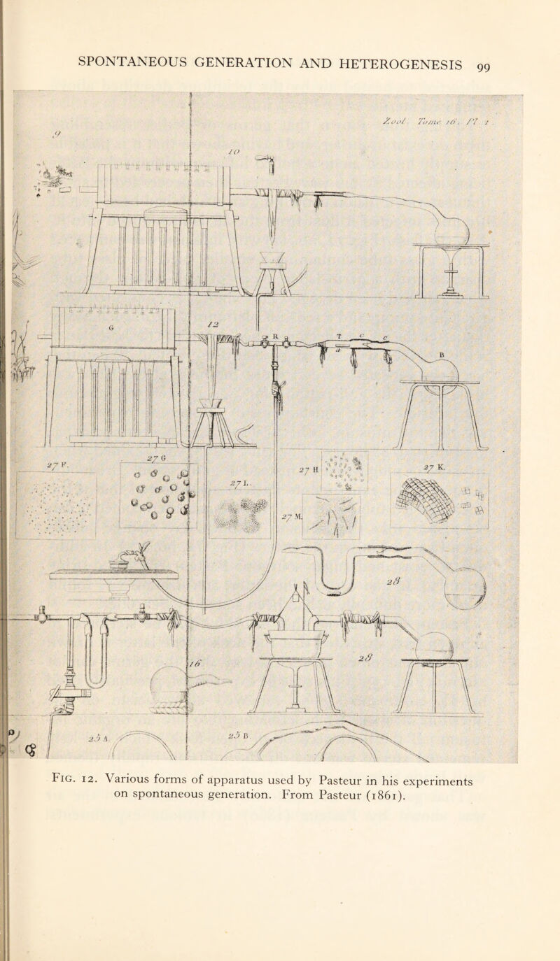 99 Fig 12 Various forms of apparatus used by Pasteur in his experiments on spontaneous generation. From Pasteur (1861).