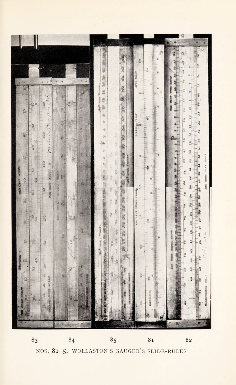 nos. 81-5. Wollaston’s gauger’s slide-rules