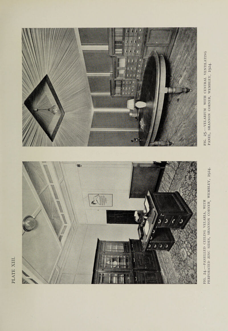 « w to o .—PANELLED CEILING VELARIA, WITH FIG. 25.—VELARIUM WITH CENTRAL VENTILATING ATED ZINC SIDES, SHANNON CORNER, WEMBLEY, 1924. PANEL, SHANNON CORNER, WEMBLEY, 1924.