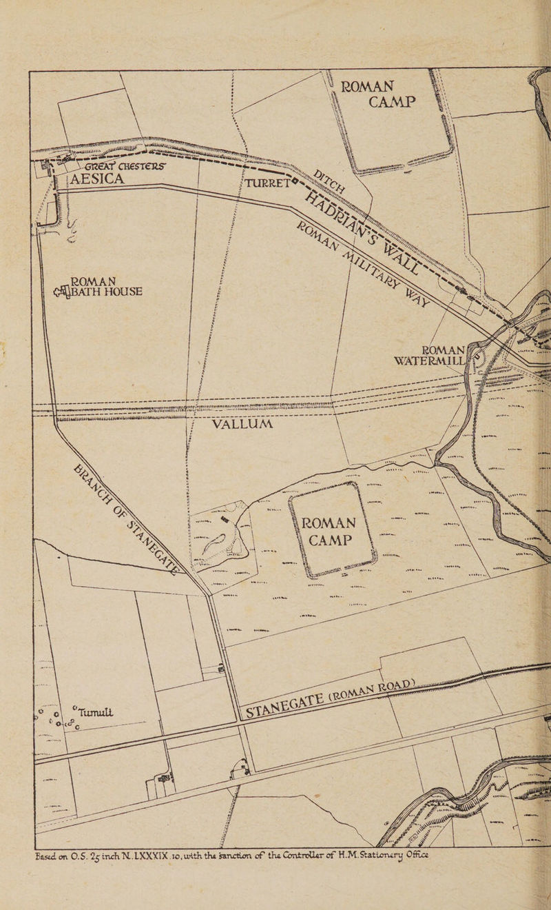 ROMAN CAMP ttwwiwJS!! iu*mju»U““-.^W TURRET*^ ^ ROM AN C^BATH HOUSE ROMAN watermill! essrf:. ,kiniuvu»u RffiS itiJ-.-AZL- / VALLUA\ tu«»i**a»&lt;wJw*wumwi ROMAN k CAMP Tumult Baswi on O.S. 25inchT'l.lXXXiX.io.untktlu sanctum of theConircttar of H.M. Stationery Office