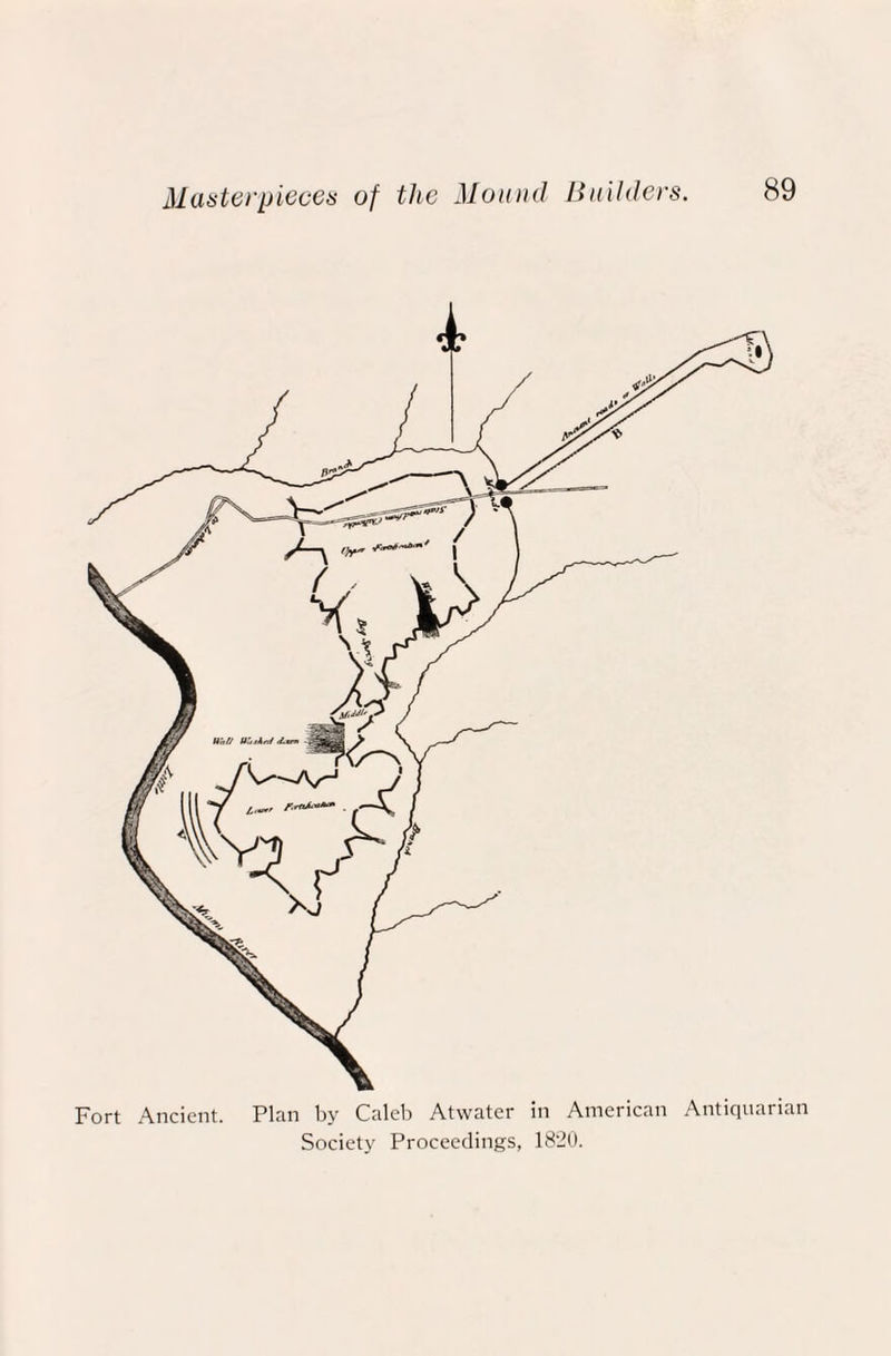 Fort Ancient. Plan by Caleb Atwater in American Antiquarian Society Proceedings, 1820.
