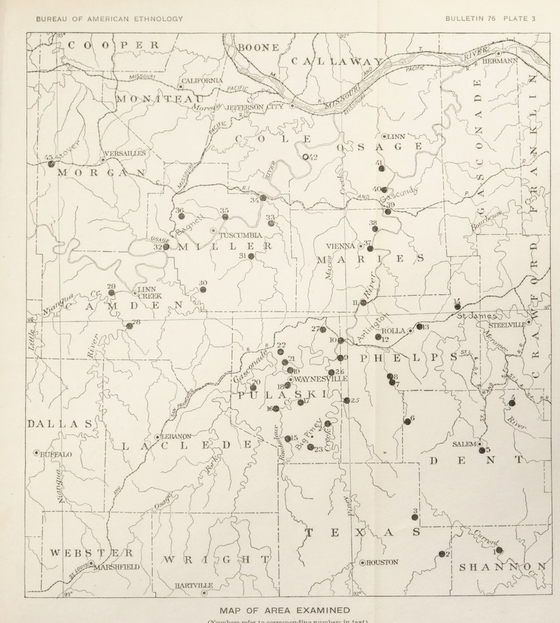 MAP OF AREA EXAMINED /\Tn-mV\Aro I a r\ i n ct nnmharo in