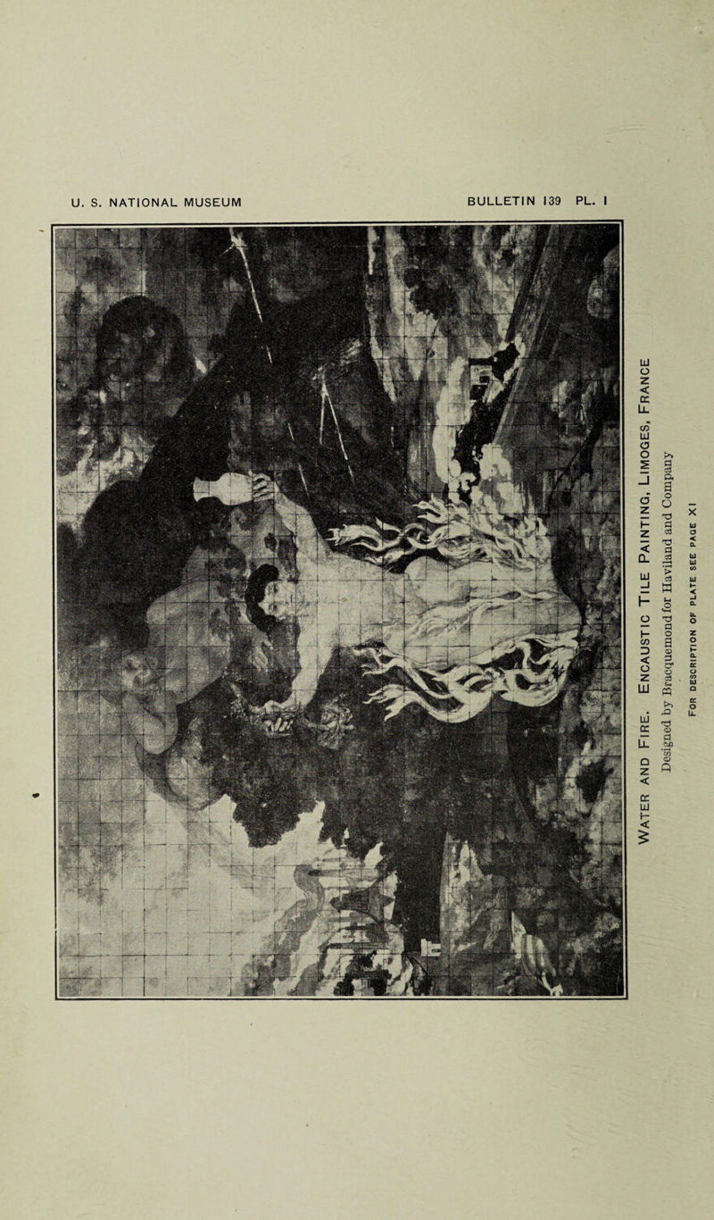U. S. NATIONAL MUSEUM BULLETIN 139 PL. I Water and Fire. Encaustic Tile Painting, Limoges, France Designed by Bracquemond for Haviland and Company