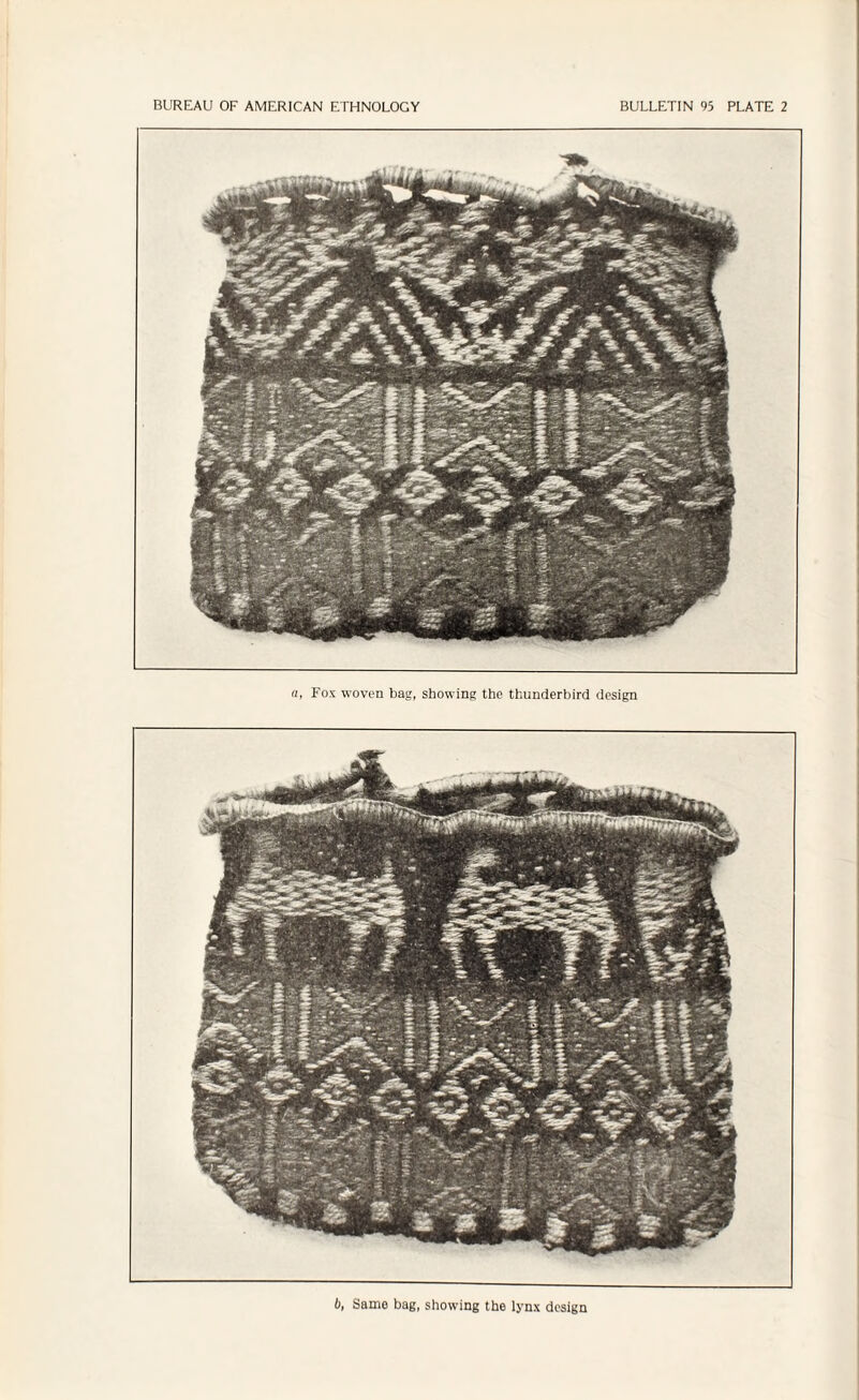 «, Fox woven bag, showing the thunderbird design