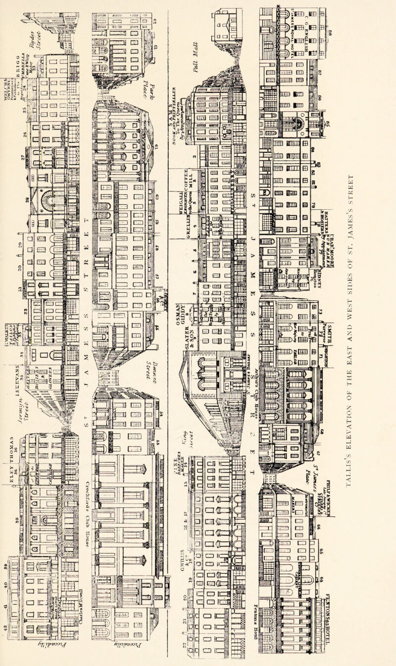 tallis’s elevation of the east and west sides of st. James’s street