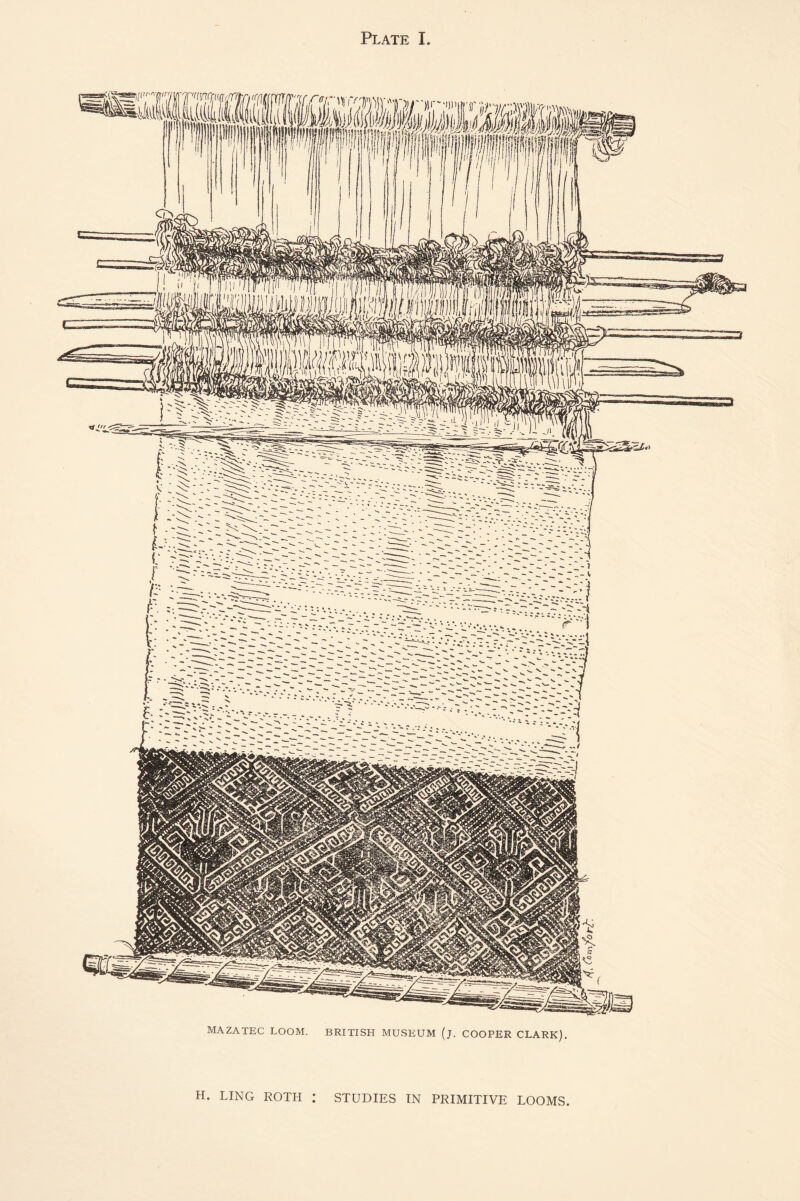 Plate I MAZATEC LOOM. BRITISH MUSEUM (j. COOPER CLARK). H. LING ROTH : STUDIES IN PRIMITIVE LOOMS.