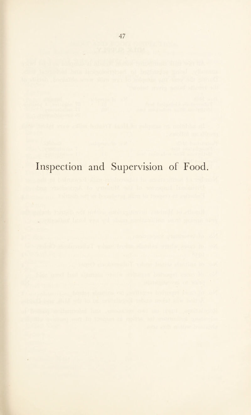 Inspection and Supervision of Food.