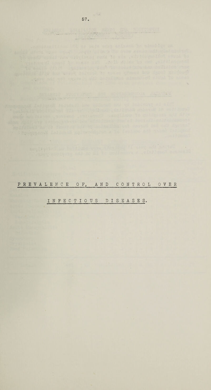 PREVALENCE OF, AND CONTROL OVER INFECTIOUS DISEASES