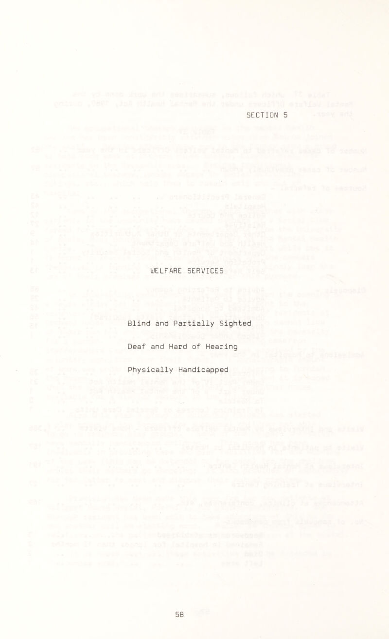 WELFARE SERVICES Blind and Partially Sighted Deaf and Hard of Hearing Physically Handicapped