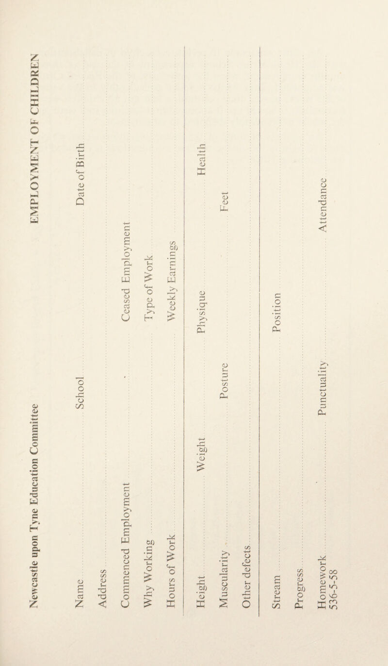 Newcastle upon Tyne Education Committee EMPLOYMENT OF CHILDREN Homework . Punctuality ... Attendance 536-5-58