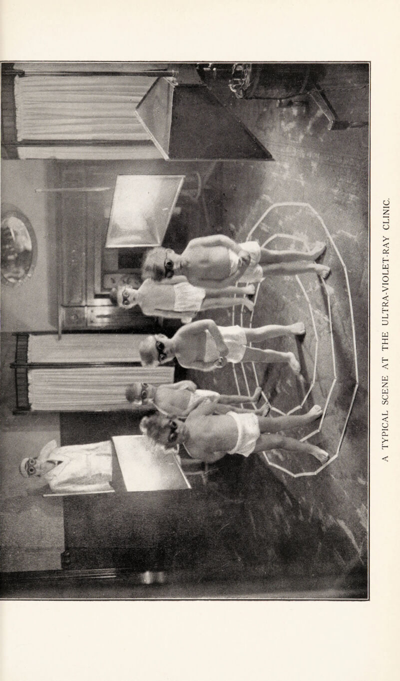 A TYPICAL SCENE AT THE ULTRA-VIOLET-RAY CLINIC.