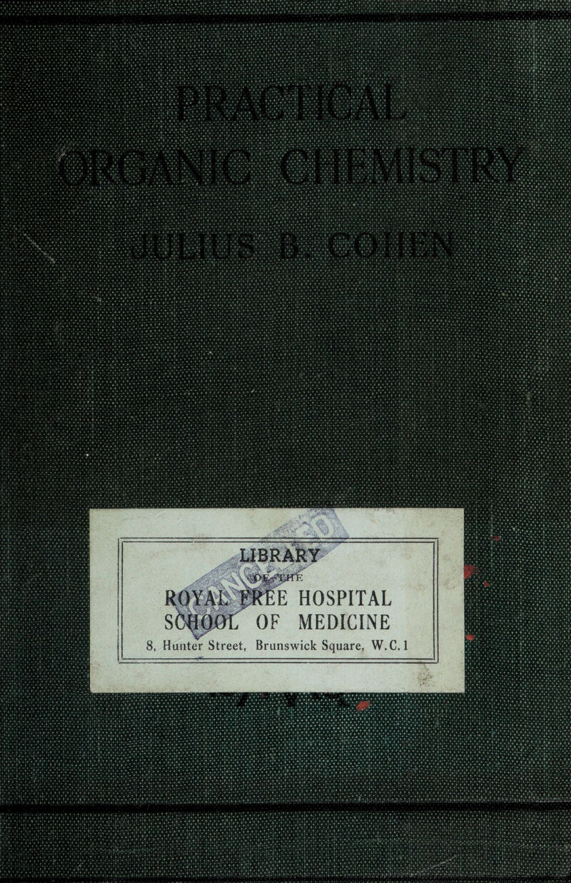 LIBRARY WEE HOSPITAL OF MEDICINE 8, Hunter Street, Brunswick Square, W.C. 1