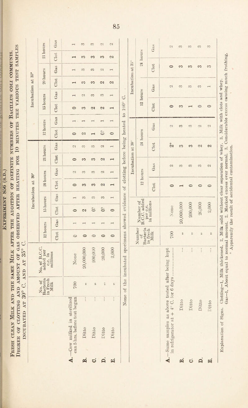 '■£> O X) Eh izi § M P3 52 ! CO fa X r-i Q 6 i T-1 CO CO Cl Cl CO ^ M Ph fa ' 4fa> C<l 0 0 rH CO CO CO CM g ! § ^ ' 0 CO 0 fa 3^ 0 £ 0 § CO y fa g • ^0 c/: faj pi Gas tH CO CO d 1—1 cc c3 p 0 Clot rH C<0 CO CM CM 0 • rM 4^ C« r/J P Gas tH Cl CO CO 1—1 fa > 0 fa <J tri 0 Pi rP rH Clot 0 CO CM CM tH fa CO 0 fa W u p tH tH ^—1 tH 1—i H CO y M M C<1 1-4 -44 0 0 0 (M rH O'. 0 0 fa g 1^4 ^ fa fa S 0 M fa X CO 0 Cl CO CO cq tH d 1-4 04 Clot 0 CO CO (M rH fa ^ fa fa I-H fa H fa M ^ w 0 0 CO rX Pi CO c2 CS CM CO CO cq tH 4fa c3 P 0 PP 0 04 Clot 0 CO CO CM rH s fa 2 fa H pq fi ^ P 0 15 hours Gas ! T—1 CO 00 CO T— Pi 4d 0 0 (M c^« 0 (O. 0 0 fa 0 fa > W fa eh S X P P Gas t-H 1—1 T-1 1—i tH rt « fa CO r-i 04 rH Clot i i 0 1 0 0 0 0 O o3 d o o o o o' o o o'' Cl 0 0 0 0 0 0 0 0 o' cS cf 0 Cl Cl sS ^ o'^ c go . ^ ‘rH O ofay 'Z a o o oJ'd ^ O rj .2 Sd % ^ o ^ ■S ^ m -i-= d ® -' ?-i y *s O QJ M o M o o -tJ -1-3 -U o o -+=> -1-3 -+3> -^3 a ft O Q P > o o d O c6 I <C PQ 6 P H o o O o o •+3 ■o o -+^ Cu o O he d • rH O CD O '4-1 <D rO tlD d • i-H -4-3 4-3 o CD O d <o oi • rH !> CD nd o rd m m d ® '5 o P4 M Tj CD -4^ c3 rO d o H, <D -4-3 o d o 0 ‘O CO o p 0 o CO 4-^ o3 p o 44> (j3 d d o d X Gas Cl CO CO 00 CO p 0 d HH 04 0 0 CO CO CO CO 0 X P CM CO CO 00 tH X p p 0 0 d (M rH 0 0 CO 1-H 0 0 0 X Gas 1 CM CO CO CM Cl P P 0 d 04 0 * CM CO CO (M CM 0 X ce cq CO CO 00 CM X P P 0 0 d 04 rH Clot 0 tH 0 0 0 y '44 0 OC ® y . d o O sqSd Bo -^PQ - CO d o o o o o'' o o o' CM o o o o' o cq o o o o'' Cl o o o_^ cf t-t o d .Sd ?4 «j M ©CO -44 t4 -rH :S d'^ ^ ffi-s o o -44 fd CD dl 'CD CD d 54 © -40 '4-4 C3 y d CD CO 4-3 ^ CO S_| © o 4-3 m 4>4 S ° d 45H c8 M + 443 © © 54 'P-S § ^ c6 © CO tiD *»—( cS ^ s o ■4^ 5 ^ ® rd 44. S p P p n P 6 Q pq Explanation of Signs. Clotting—1, Milk thickened. 2, Milk solid without clear separation of whey. 3, Milk with clots and whey. Gas—1, About equal to normal amount. 2, Marked excess over normal. 3, Considerable excess causing much frothing. * Apparently the result of accidental contamination. '