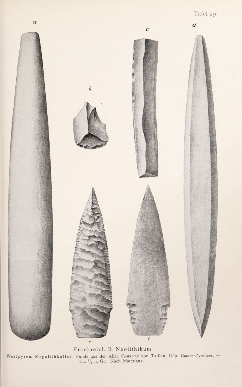 a Frankreich B. Neolithikum Westpyren. Megalithkultur: Funde aus der Allee Couverte von Taillan, Dep. Basses-Pyrenees.