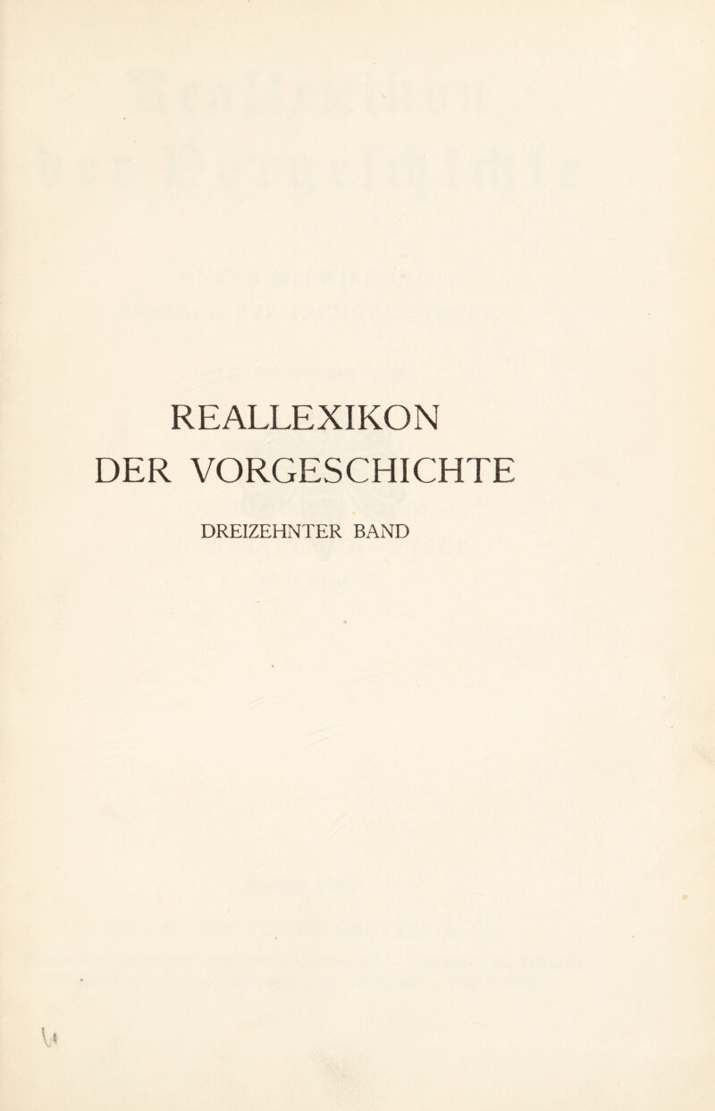 REALLEXIKON DER VORGESCHICHTE DREIZEHNTER BAND