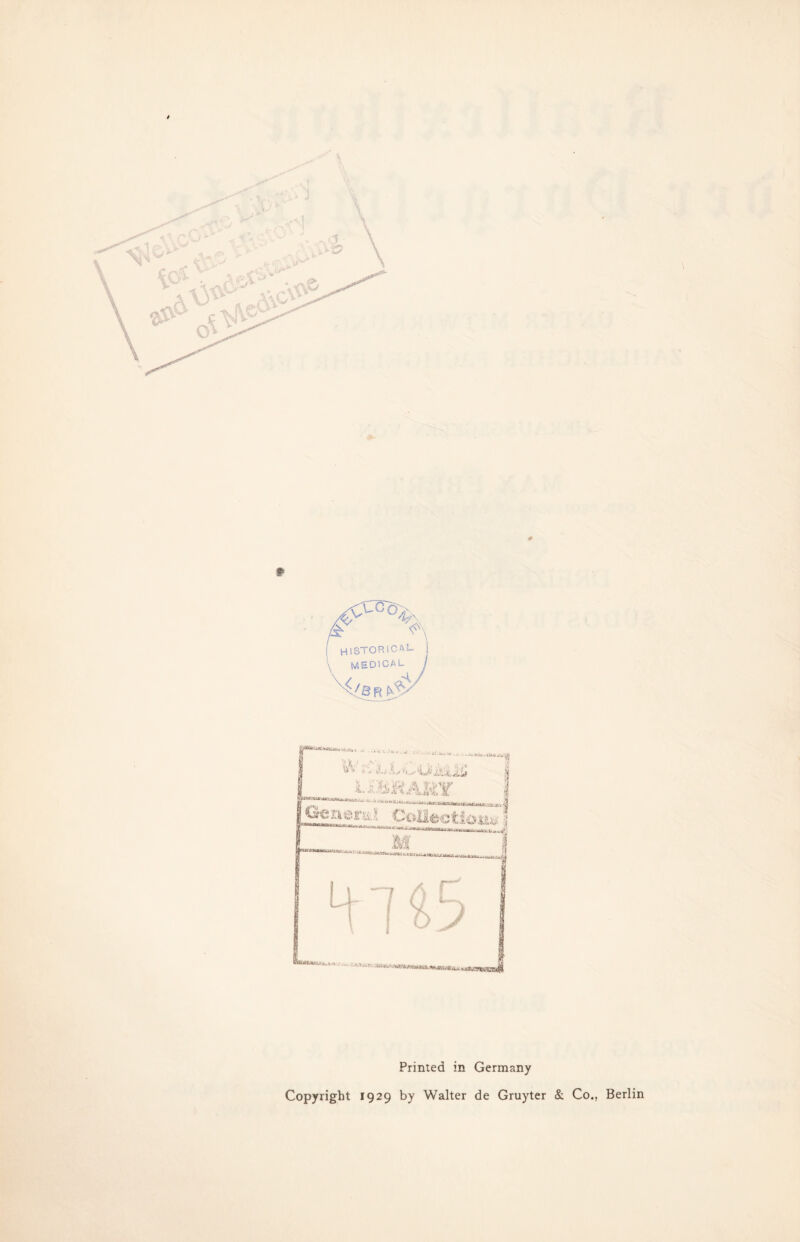 # Printed in Germany Copyright 1929 by Walter de Gruyter & Co., Berlin