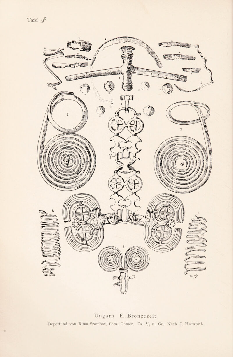 Ungarn E. Bronzezeit Depotfund von Rima-Szombat, Com. Gömör. Ca. 1/;. n. Gr. Nach J. Hampel.