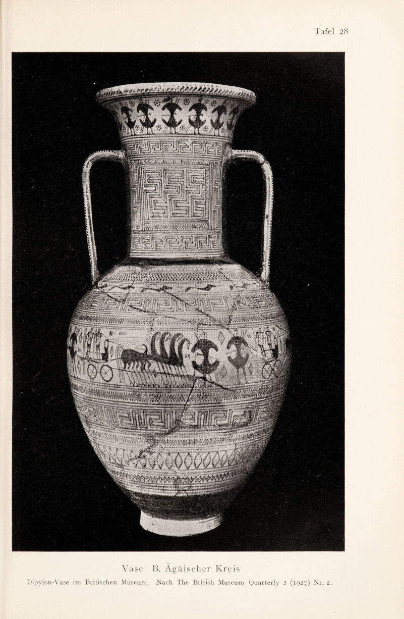 Vase B. Ägäischer Kreis Dipylon-Vase im Britischen Museum. Nach The British Museum Quarterly 2 (1927) Nr. 2.