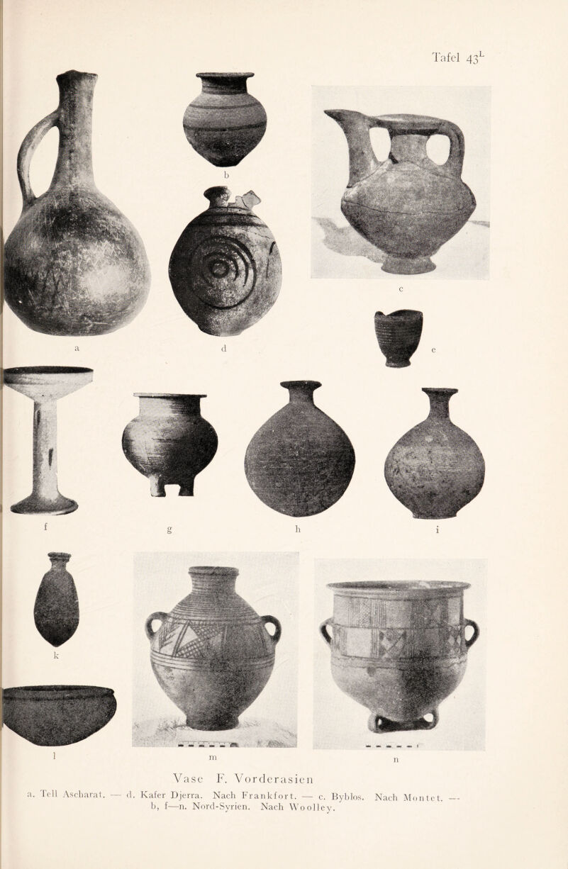 a. Teil Ascharat. — d. Käfer Djerra. Nach Frank fort. — c. Byblos. Nach Monte t._ b, f—n. Nord-Syrien. Nach Woolley.