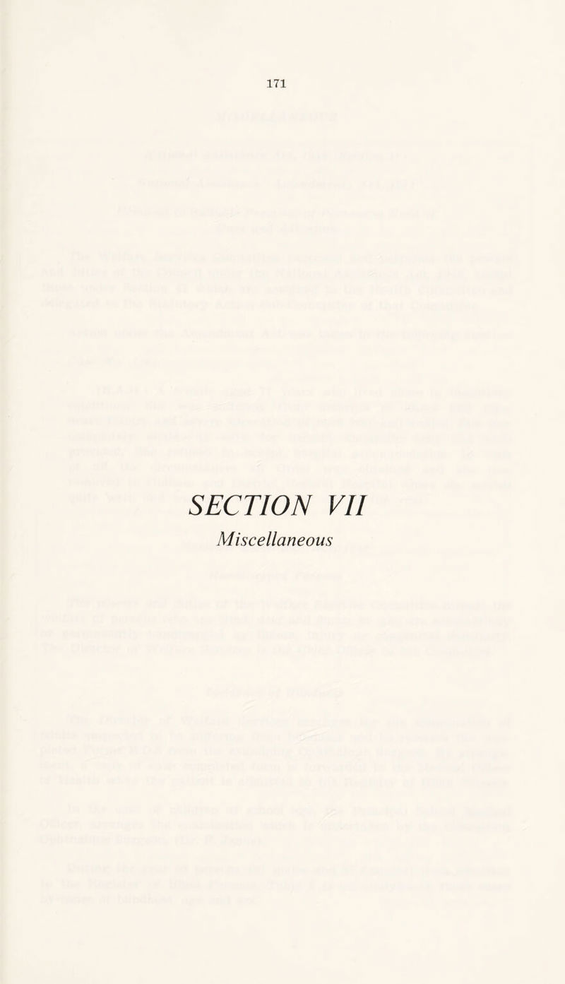 SECTION VII Miscellaneous