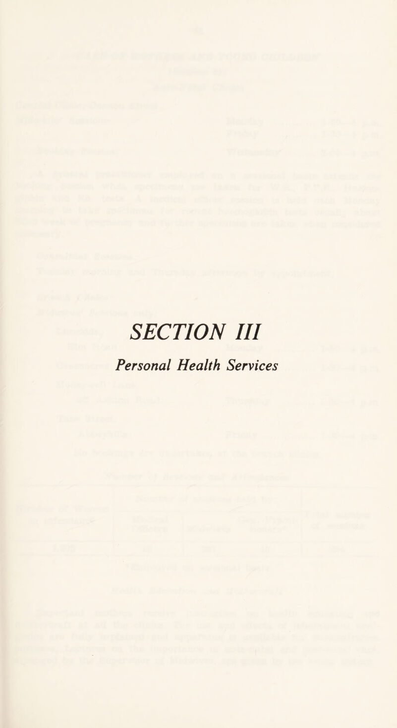 SECTION III Personal Health Services