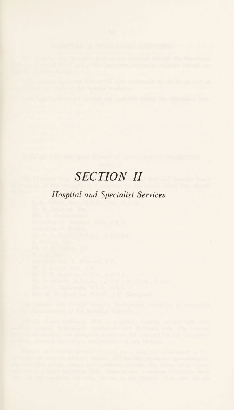 Hospital and Specialist Services