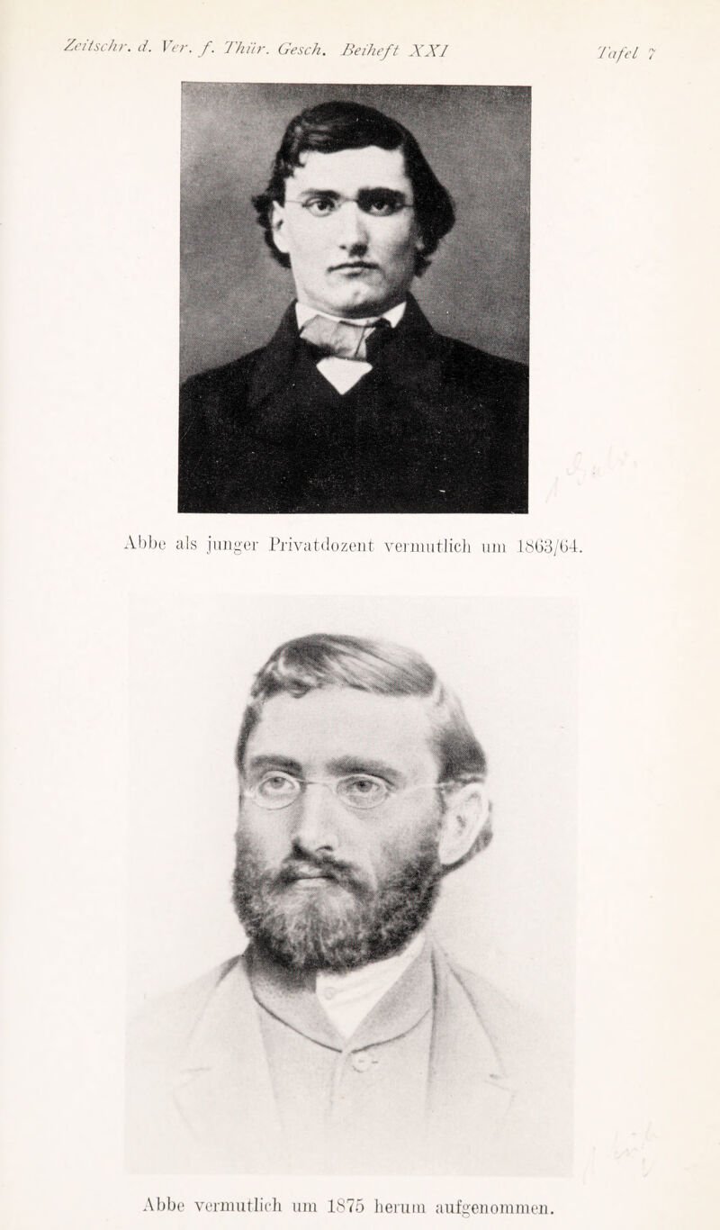 Abbe als junger Privatdozent veiinutlicli imi 18i)3/b4. Abbe vermutlie]! lun 1875 heruiii aiifgeiiommeii.