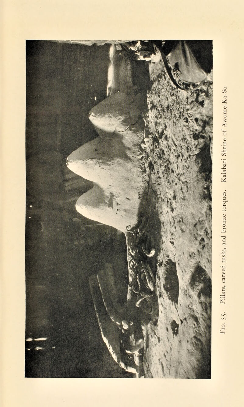 Pillars, carved tusks, and bronze torques. Kalahari Shrine oi Awome-Ka-So