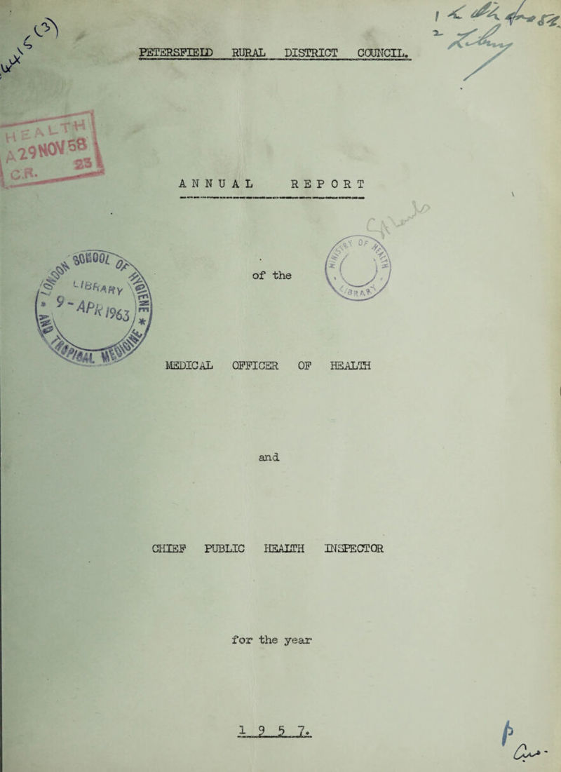 1 ^ and CHIEF PUBLIC HEALTH INSPECTOR for the year i 2 a 7 JL2,