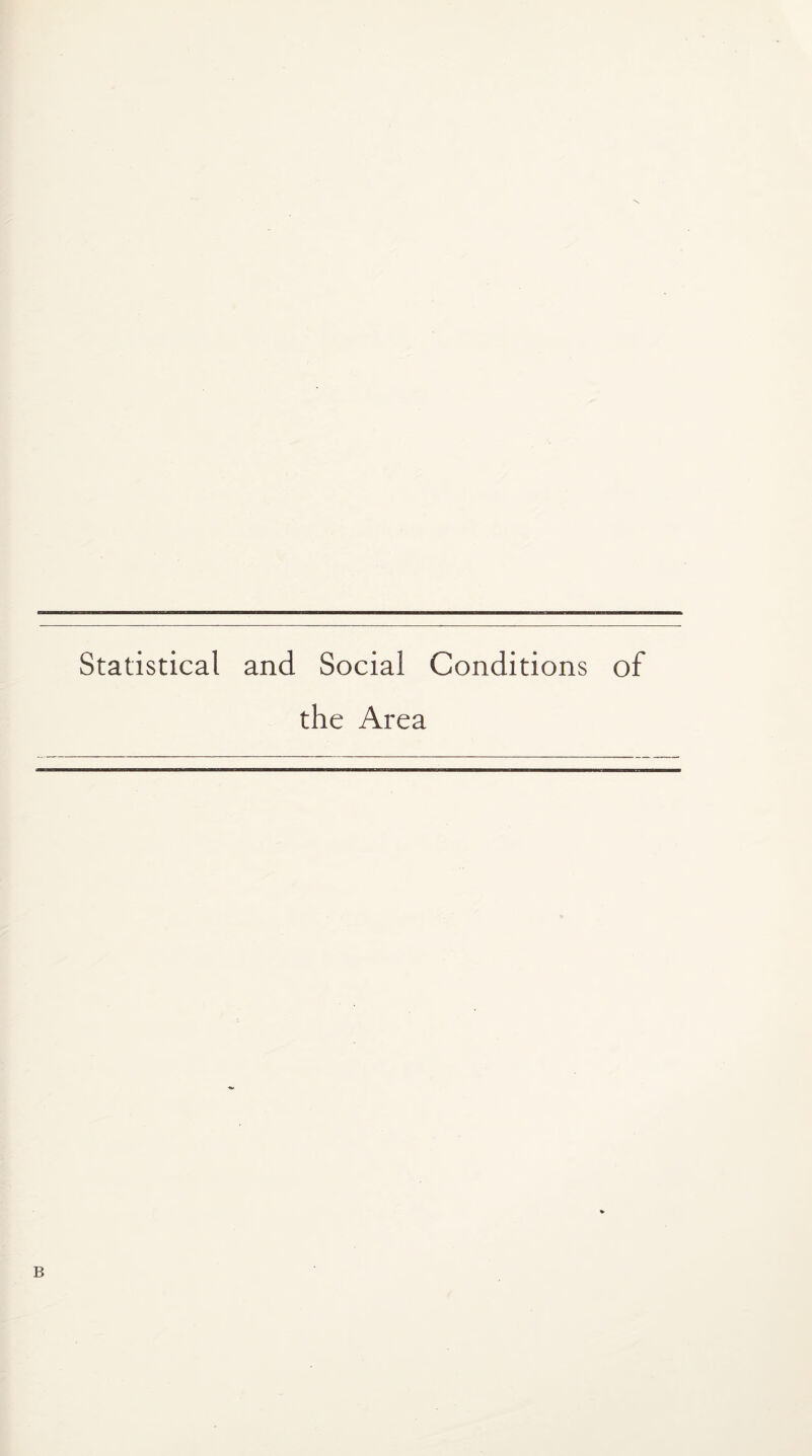 Statistical and Social Conditions of the Area B