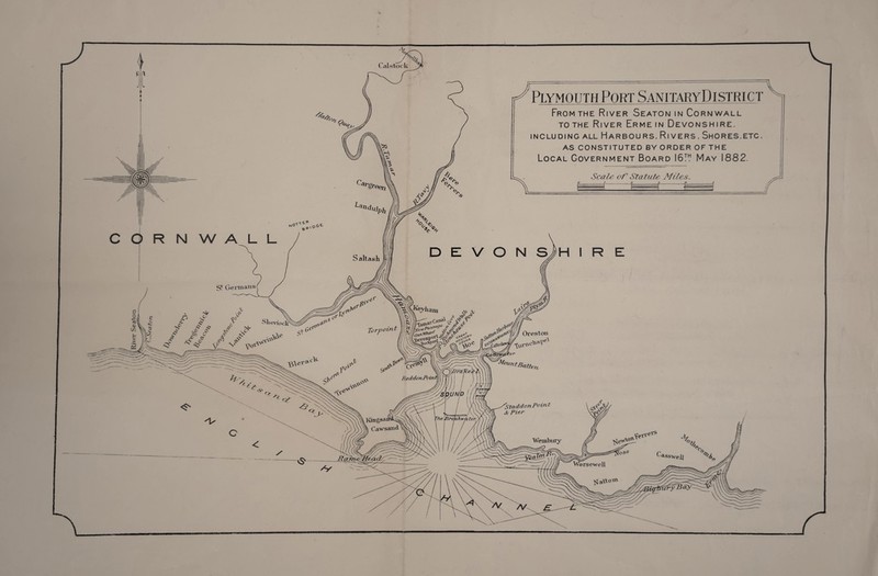 River Seaton Cal stock S altash Jteyham Sh evio ck Torpow 'Sladdon Point & Pier Kingsart^g \ Cawsand Wembury assweR Worsewell Plymouth Port SanitaryDisirict From the River Seaton in Cornwall to the River Ermein Devonshire, INCLUDING ALL HARBOURS, Rl VERS , SHORES, ETC. AS CONSTITUTED BY ORDER OF THE Local Government Board 16th May 1882. 4 Scale of Statute Miles. PM Mte nd^Jph [jj Oreston Mo u»tBaUe/ Q