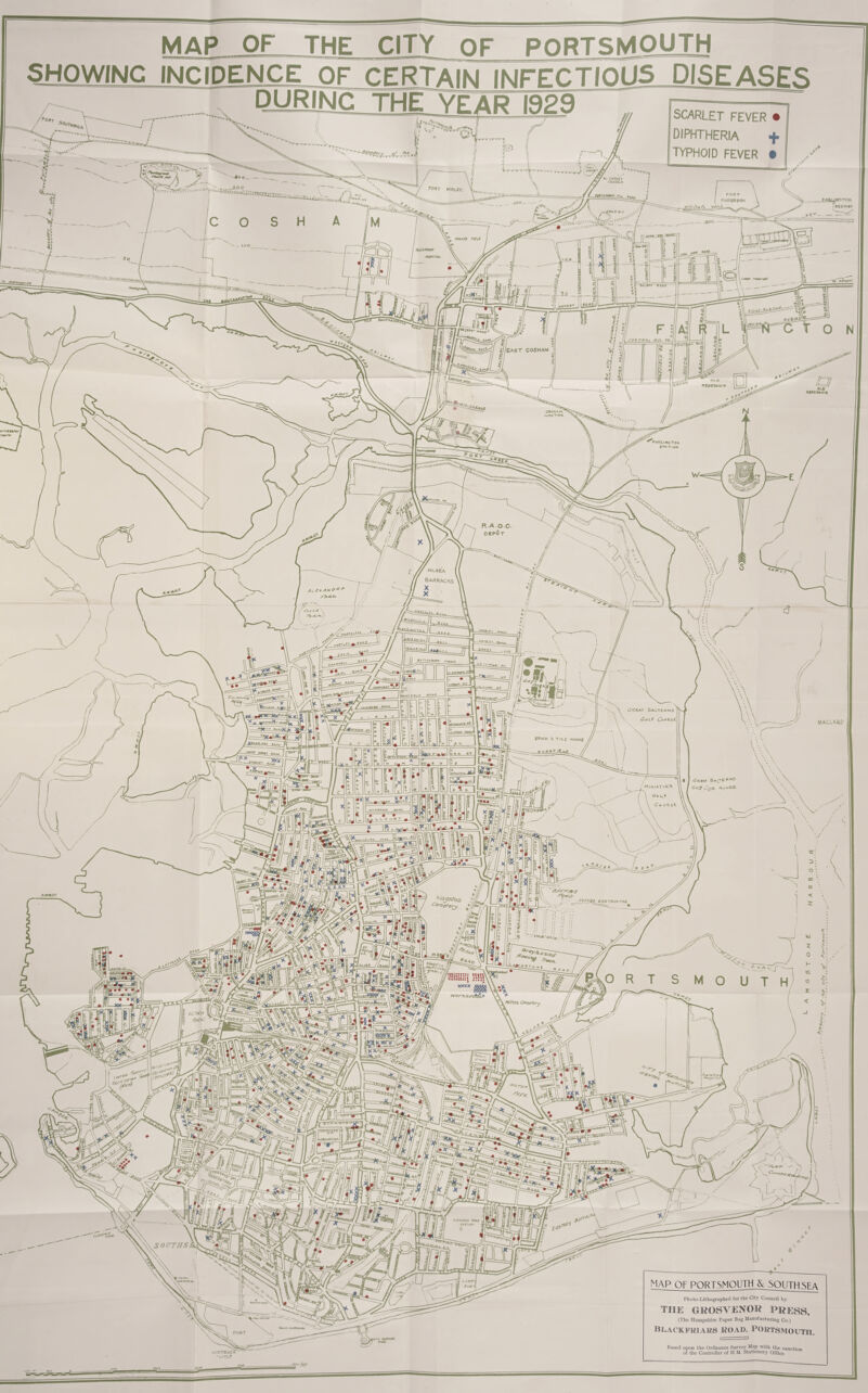 MAP OF THE CITY OF PORTSMOUTH LOWING iNCIPENCE~QF CERTAIK| ASF5; DURING THE Wap i.qp.q SCARLET FEVER • diphtheria t typhoid fever • ^aUKOTOK iMOOvtT