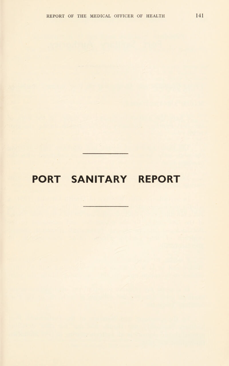 PORT SANITARY REPORT