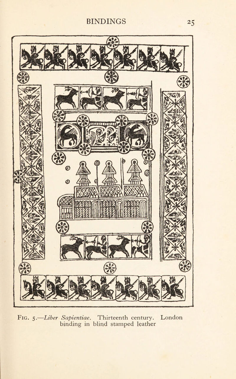 Fig. 5.—Liber Sapientiae. Thirteenth century. London binding in blind stamped leather