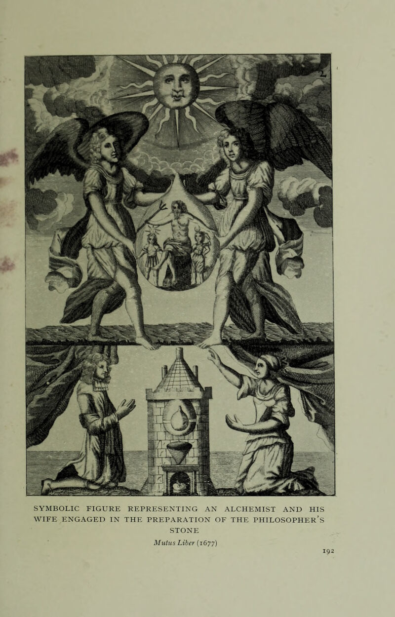 SYMBOLIC FIGURE REPRESENTING AN ALCHEMIST AND HIS WIFE ENGAGED IN THE PREPARATION OF THE PHILOSOPHER’S STONE Mutus Liber (1677)