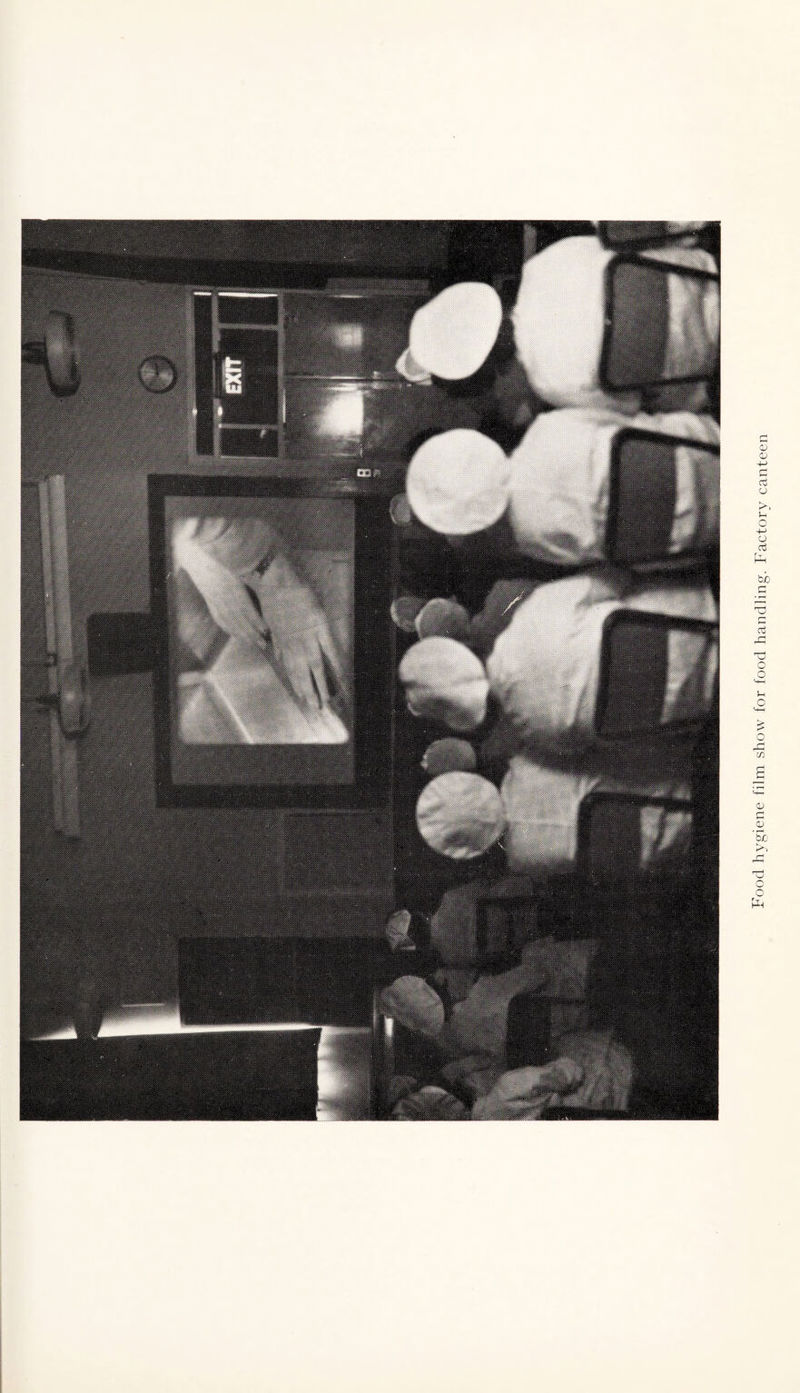 Food hygiene film show for food handling. Factory canteen