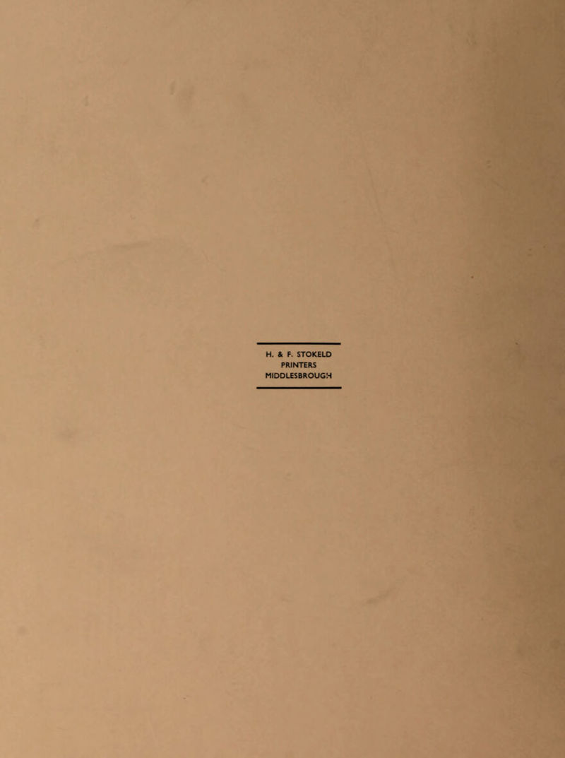 H. & F. STOKELD PRINTERS MIDDLESBROUGH