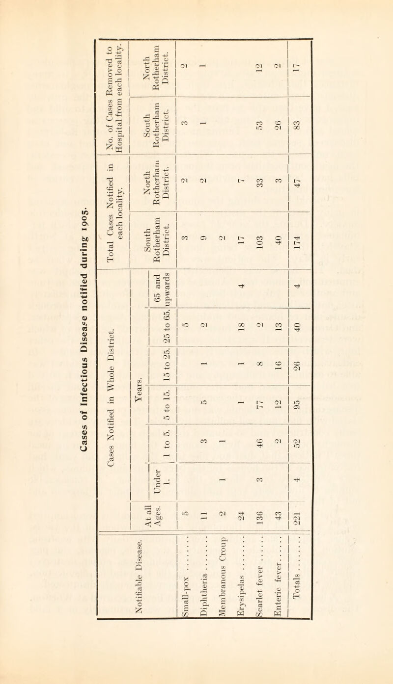 Cases of Infectious Disease notified during 1905.